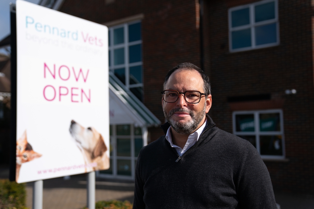 Director, Matt Flann, from Pennard Vets outside the new practice. 